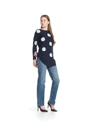 ST-13265 - Sparkle Polka Dot Shirt Hem Sweater - Colors: As Shown - Available Sizes:S/M,L/XL - Catalog Page:4 